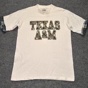 Vintage Texas A&M Aggies T-Shirt Plaid Logo Adult Size Large TD‎ Sportsline